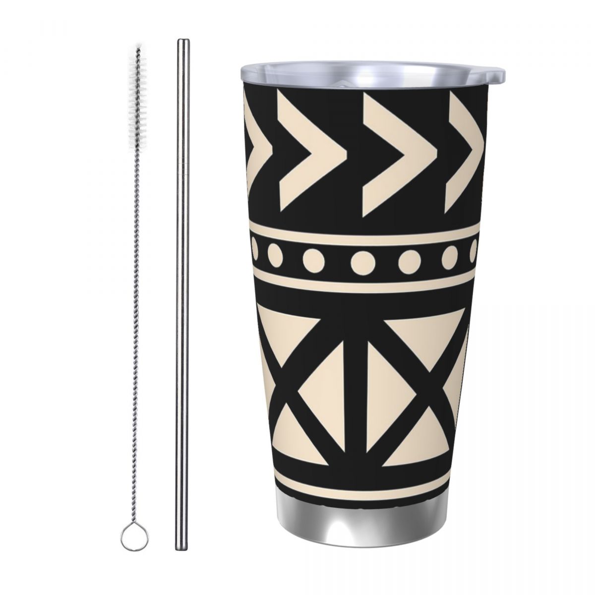 Tumbler 20Oz White - Afrykański Mud Cloth Czarno-Biały Modny Kubek