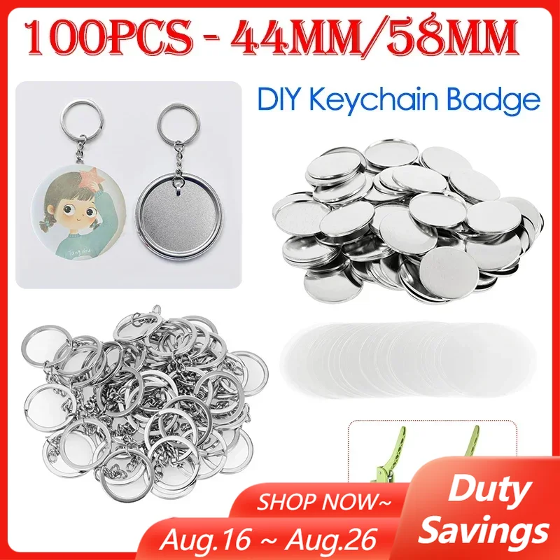 Button Badge Blank - 100 sztuk 44mm 58mm breloki do
